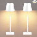 White Cordless Table Lamp Set of 2 for Patio Restaurant Home Dinner Kitchen