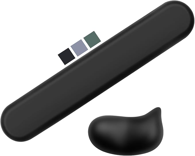 Wrist Rest for Keyboard and Mouse Pad, Ergonomic Memory Foam Keyboard Wrist Rest Set, Luxe Leather, Non-Slip Desk Accessories for Office and Home (Black)