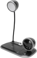 Dpofirs Black LED Desk Lamp with Wireless Charger | Dimmable White, Light, Eye Caring for Reading, 15W Fast Charging for iOS &, 360° Metal Gooseneck, Compact