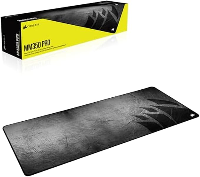 Corsair MM350 PRO Extended XL Premium Spill-Proof Cloth Gaming Mouse Pad – 36.6” Width x 15.7” Height Surface – Black/Gray