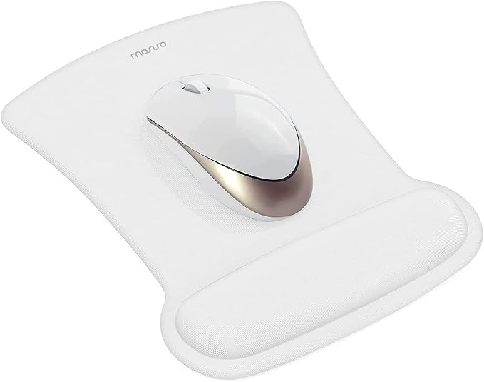 MOSISO Wrist Rest Support for Mouse Pad & Keyboard Set, Ergonomic Mousepad Non-Slip Base Home/Office Easy Typing Cushion with Neoprene Cloth & Raised Memory Foam, White
