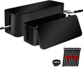 ShellKingdom Cable Management Box, 2 Set Cable Organizer for Cable and Cord Management, Storage and Holder to Cover and Hide & Power Strips & Cords (Black)