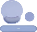 MOSISO Wrist Rest Support for Mouse Pad&Keyboard Set, Circle Curved Ergonomic Mousepad&Coaster Non-Slip Base Home/Office Wrist Support&Easy Typing Pad with Soft Cloth&Silicone Lining, Stone Blue