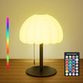 Touch Bedside Table lamp, RGB Mode Dimmable Small Lamp for Bedroom, Pull Chain Table Lamps with 4 Light Modes, Multi-Color Nightstand Lamp for for Living Room Home Gifts