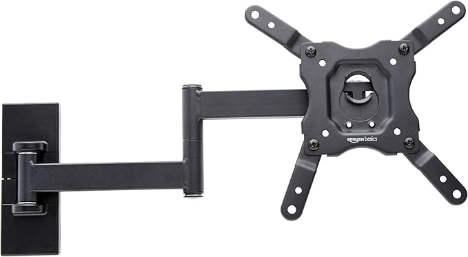 Amazon Basics Full Motion Articulating TV Wall Mount with Tilt Swivel, Extends 16 inches, VESA 200x200, for 12" to 40" TVs, 40 lbs, Black