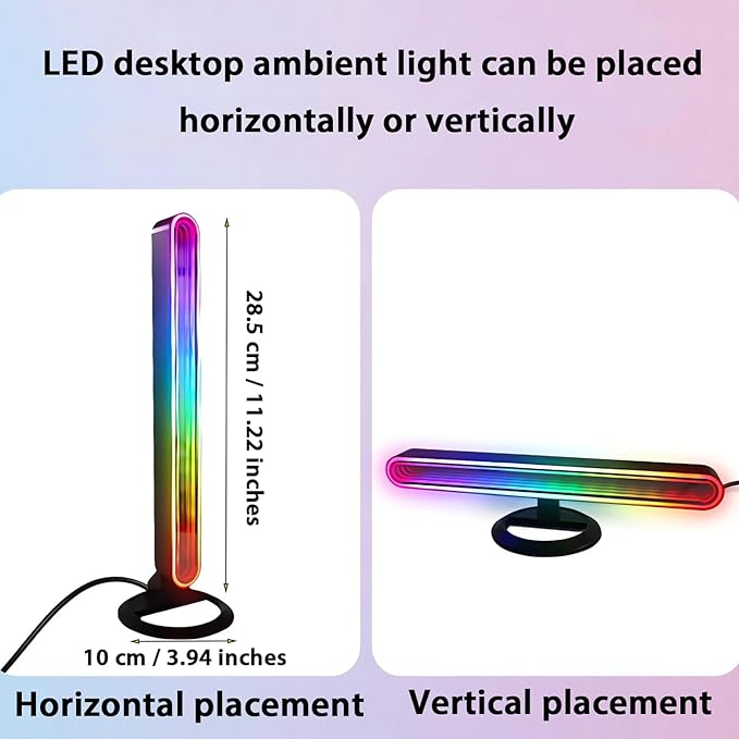 RGB Light Bar for Desk 2 Pack USB Powered Ambient Table Lamp with App & Remote Control Color Changing LED Mood Lights for Gaming Setup TV Backlight, Bedroom Decor