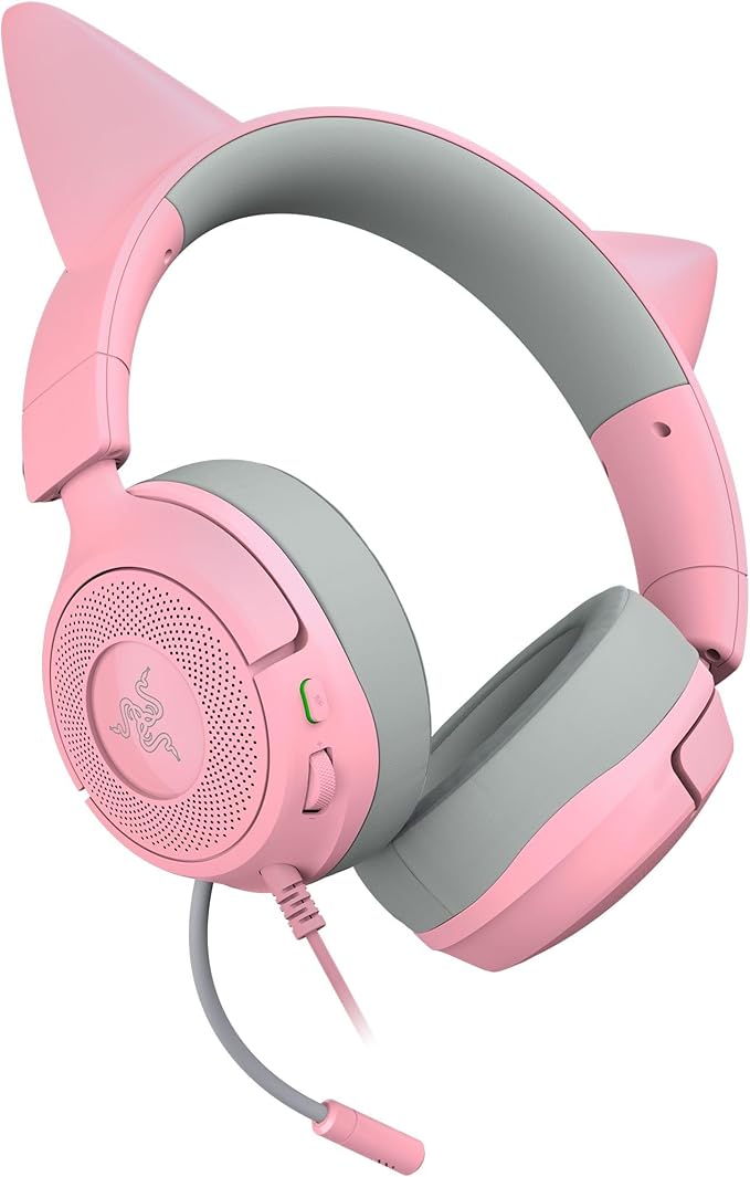 Razer Kraken Kitty V3 X Wired Gaming Headset: Kitty Ears - HyperClear Cardioid Mic - 40 mm Drivers - 7.1 Surround Sound - Comfy Ear Cushions - Cross-Platform via 3.5mm PC, PS5, Xbox, Switch 2 - Pink