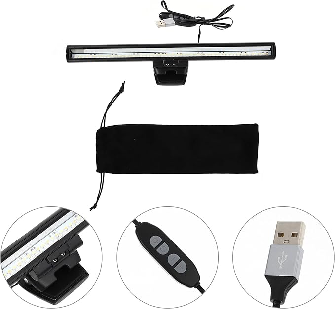 Veemoon LED Computer Monitor Light Bar with USB Clip, Adjustable Eye-Care Screen Lamp for Laptop and Desktop, Flicker-Free Computer Accessory for Home Office and Gaming