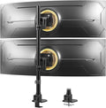 Dual Monitor-Arm Ultrawide Heavy Duty - 24-57 inch Vertical Dual Monitor Mount, Adjustable Stacked Double Monitor Desk Mount Stand, Max Load 59.4 lbs (per Screen), VESA 75 100 mm, Black