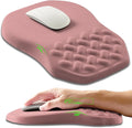 Ergonomic Slope Mouse Pad Wrist Support, Wrist Rest Mousepad for Carpal Tunnel with Massage Bulge and Slow Rebound Memory Foam (12x8 inch, Pink)