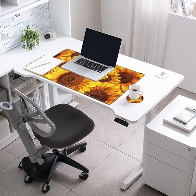 Sunflower Mouse Pad Large Desk Mats on Top of Desks Pad 31.5''x 15.75''inch Gaming Mousepad Long Extended Desk Protector Mat Full Laptop Mat for Wireless Mouse Non Slip Work Computer