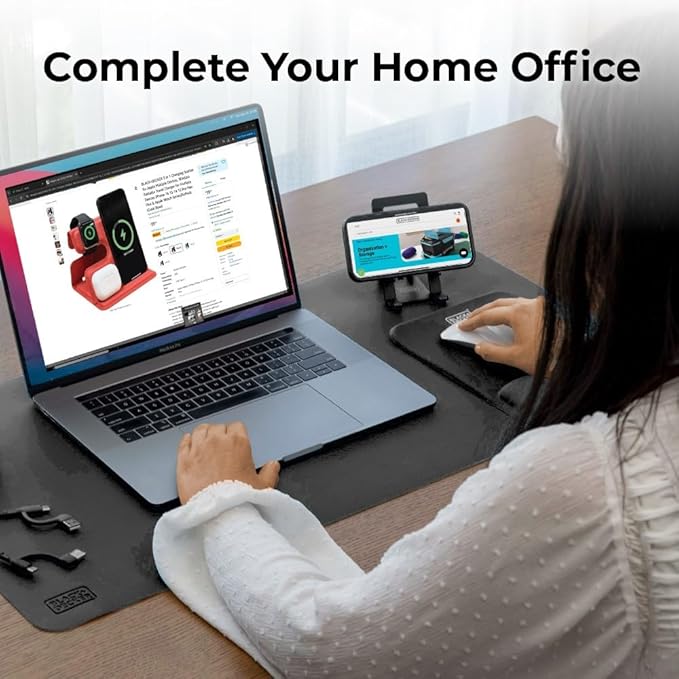 BLACK+DECKER Ergonomic Mouse Pad Wrist Support - Comfortable Mouse Pad Wrist Rest - Wrist Relief Gel Mousepad - Non-Slip Base Aesthetic Mousepad for Gaming, Home, Office - Perfect for Computer, Laptop