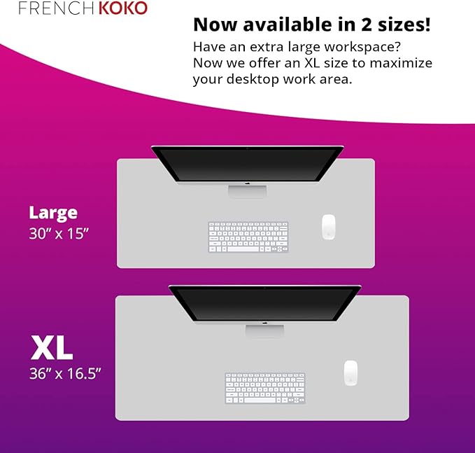 French KOKO Large Mouse Pad Desk Mat Protector Keyboard Pad Desktop Office School Essentials Decor Big Extended Laptop Computer Accessories Pretty Mousepad Women Girls Marble Purple XL 36" x 16.5"