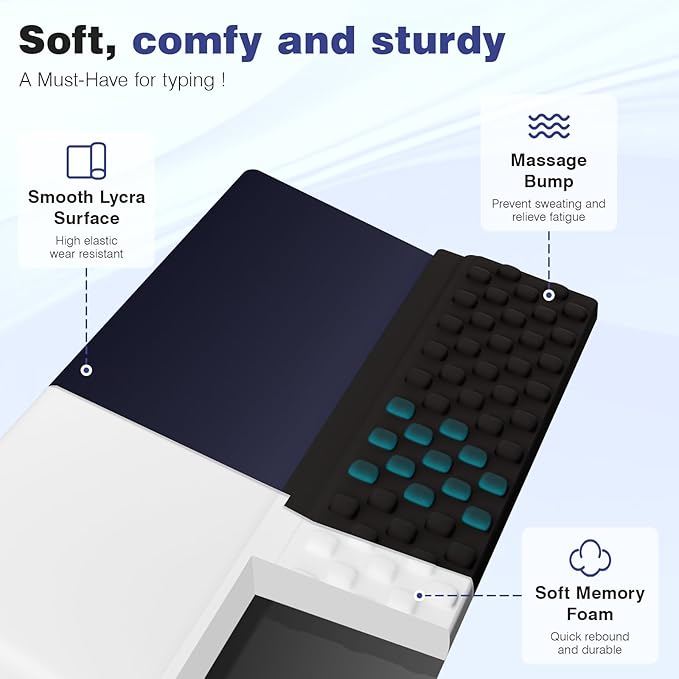 Ospelelf Keyboard Wrist Rest, Ergonomic Memory Foam Wrist Support for Typing & Gaming, Tilted Keyboard Pad, Aesthetic Desk Accessories for Office, Wrist Comfort Support, Black Blue