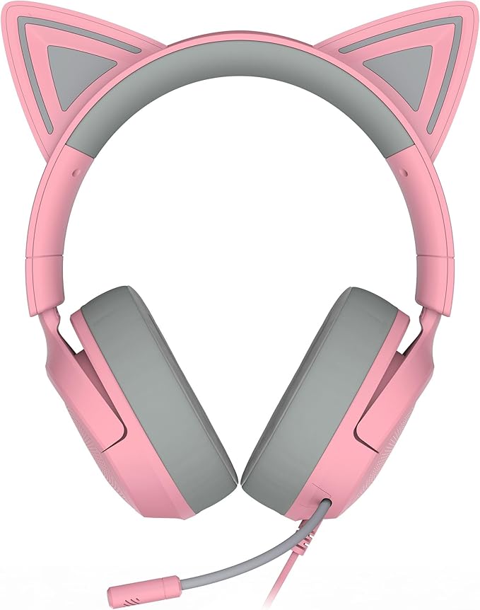 Razer Kraken Kitty V3 X Wired Gaming Headset: Kitty Ears - HyperClear Cardioid Mic - 40 mm Drivers - 7.1 Surround Sound - Comfy Ear Cushions - Cross-Platform via 3.5mm PC, PS5, Xbox, Switch 2 - Pink