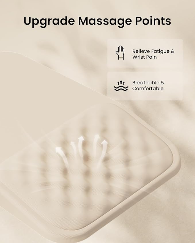 ProtoArc MP50 Ergonomic Mouse Pad with Wrist Rest, MP50 Mousepad with Massage Design, Soft Memory Foam and Non-Slip PU Base for Desk, Home, Office, 12x8 Inches, Beige