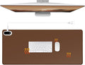 Konohan Heated Desk Pad Warm Mouse Pad, 5 Heating Level & 4 Hour Auto Shut-Off, PU Leather Warm Mouse Mat Heating Keyboard Gaming Mice Warmer Mat Only Supports 110v(Brown Color,31.5" X 13")