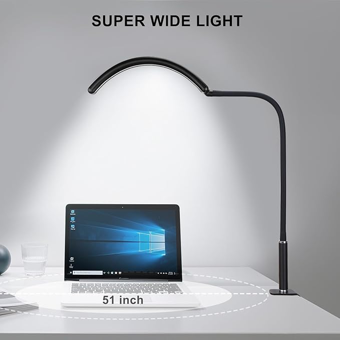 Professional Half Moon LED Desk Light for Nail Techs & Artists – Flexible Gooseneck Lamp with Clamp, 3 Color Modes & 5 Brightness Levels for Manicure, Tattoo, Beauty Work