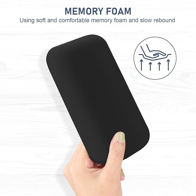 Leolee Elbow Rest Pads for Desk, Upgraded Gel Memory Foam Ergonomic Wrist Rest Pad Arm Rest Pads with Non-Slip Base, Cushion Support Relieve Elbow and Wrist Pain for Computer, Office, 2 Packs, Black