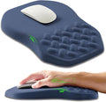 Ergonomic Slope Mouse Pad Wrist Support, Wrist Rest Mousepad for Carpal Tunnel with Massage Bulge and Slow Rebound Memory Foam (12x8 inch, Deep Blue)