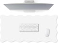 Scalloped Desk Mat Large Scalloped Piping Cute Desk Mat Aesthetic Preppy Table Pad Large Nonslip Pad with Edge Stitching Waterproof Gaming(White,23.62 x 13.78 Inches)