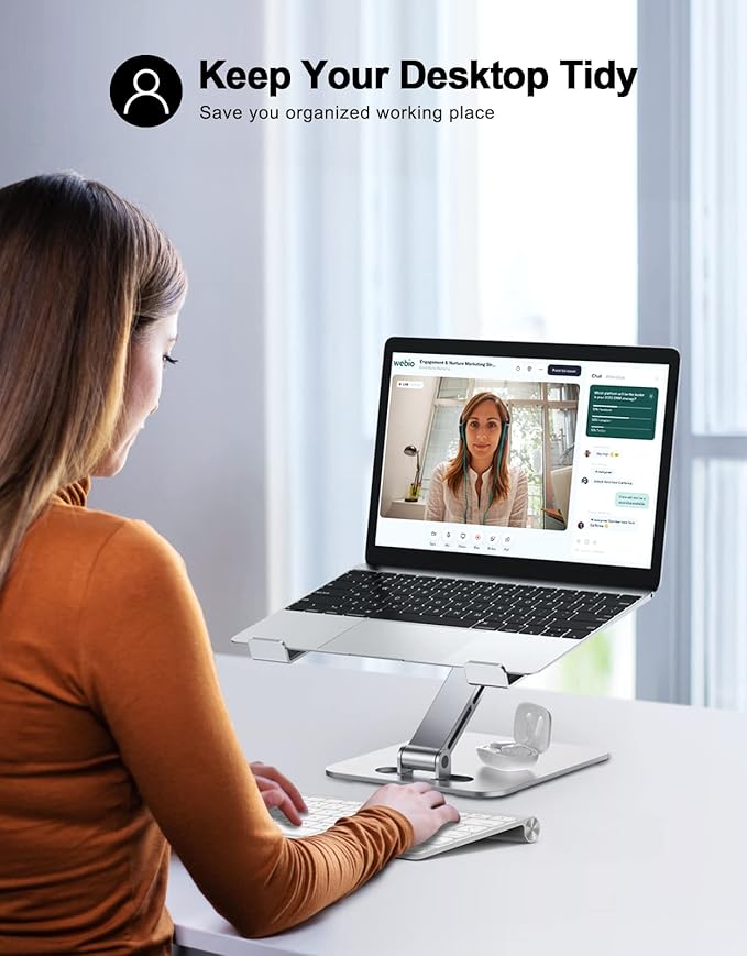 Foldable Laptop Stand, Height Adjustable Ergonomic Computer Stand for Desk, Aluminum Portable Laptop Riser Holder Notebook Mount Compatible with MacBook Pro Air, HP, Dell 10-16"