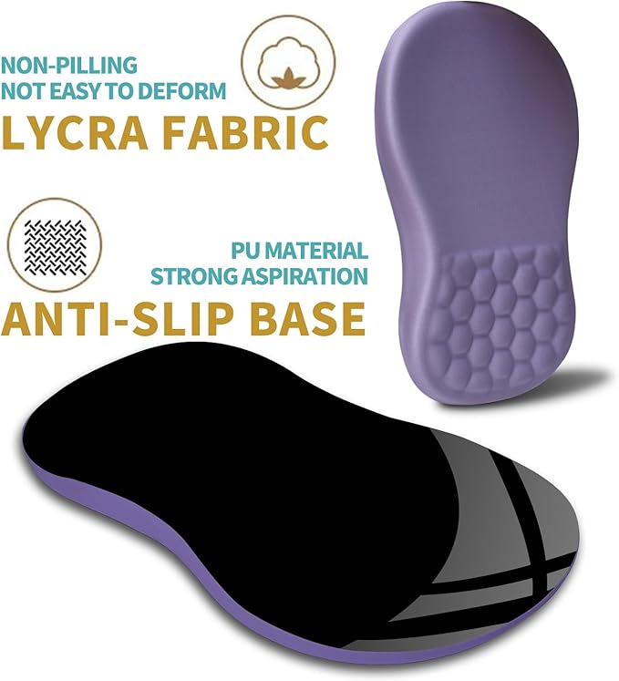 Hokafenle Ergonomic Mouse Pad Wrist Support with Massage Design, Wrist Rest Mousepad with Memory Foam&Non-Slip PU Base, Mouse Pads for Wireless Mouse & Desk (12x8 inch,Lavender)