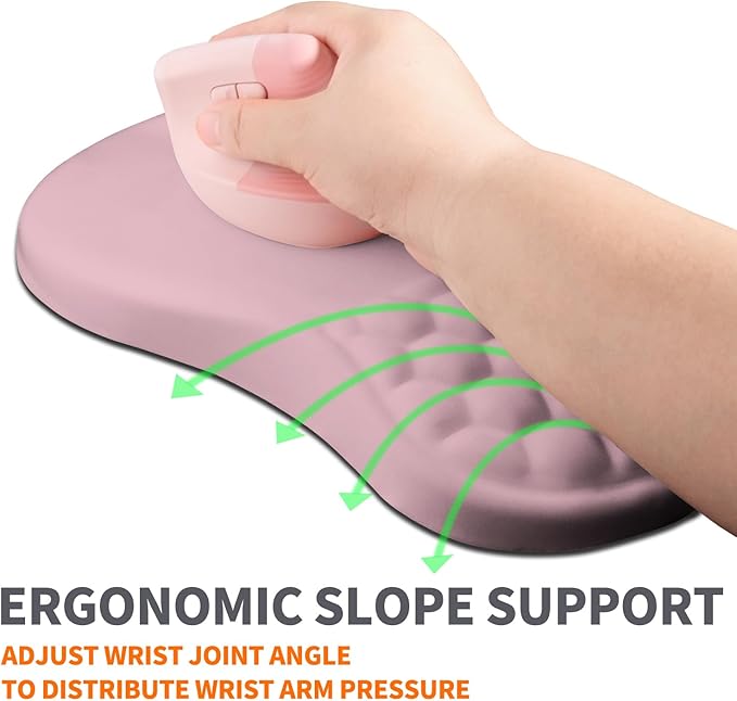 Ergonomic Joint Wrist Support Mouse Pad with Memory Foam Cushion Massage Bump, Carpal Tunnel Mousepad Slope Design for Wrist Rest, 11.8x7.9 in, Thistle