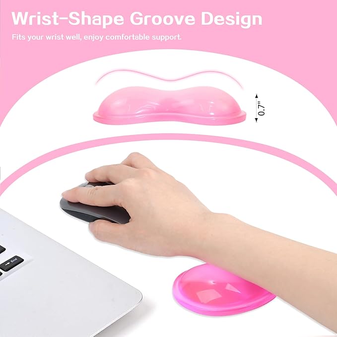 Gel Keyboard & Mouse Wrist Rest Set - Keyboard Wrist Rest Pad & Mouse Support for Office Gaming Pad Computer Laptop Ergonomic Comfortable Wrist Support - Pad Set (Mouse Support Only)