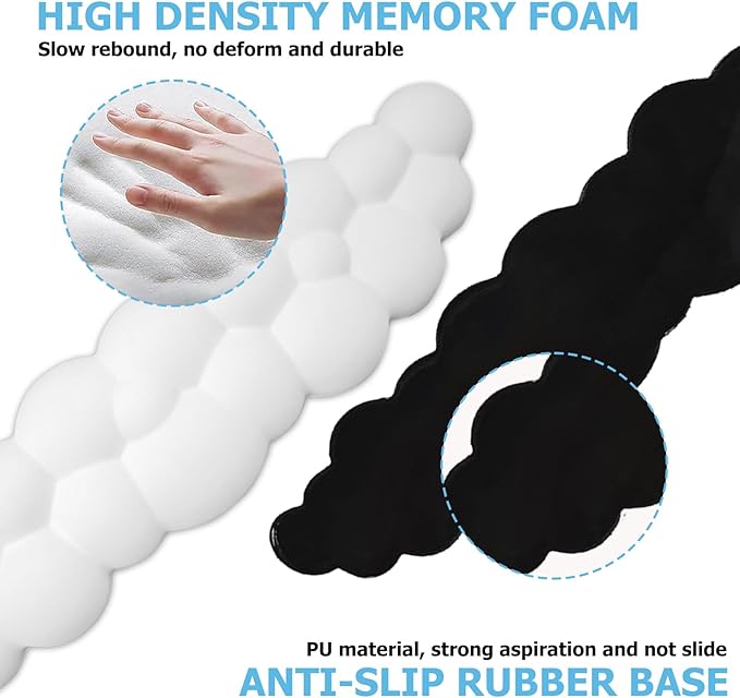 Cloud Wrist Rest Keyboard, PU Leather Memory Foam Wrist Rest for Computer Keyboard, Ergonomic Keyboard Wrist Rest Pad and Cute Mouse Wrist Rest for Gaming, Office, Computer, Typing,White