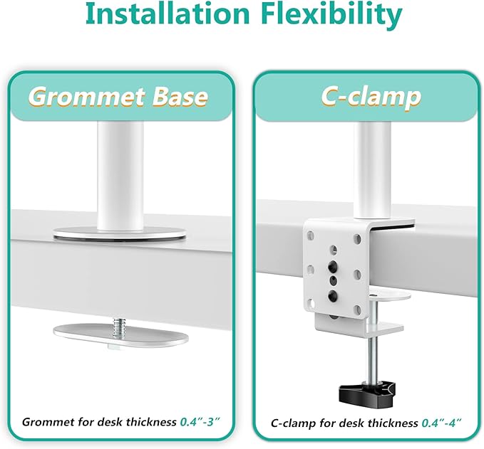 WALI Tall Triple Monitor Stand, Fully Adjustable Three Monitor Desk Mount Fits 3 Screens up to 27 inch, 22 lbs. Weight Capacity per Arm (M003-W), White