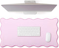 Scalloped Desk Mat Large Scalloped Piping Cute Desk Mat Aesthetic Preppy Table Pad Large Nonslip Pad with Edge Stitching Waterproof Gaming(Pink,23.62 x 13.78 Inches)