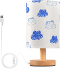 Cloud LED Table Lamp, Bedside Lamp with Linen Lampshade, Flicker-Free Eye Care USB Plug in Nightstand Lamp, for Bedroom and Office