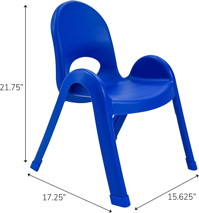 Children’s Factory Value Stack 11" Child Chair, Royal Blue, 2 Pack, Stackable Ergonomic Seating Solution for Classrooms and Homeschools