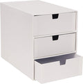 Bigso Box of Sweden Ingrid 3-Drawer Fiberboard Desk Organizer for Office Supplies and Accessories - Stackable Makeup Drawer Organizer - 6.3in x 9.9in x 8.1in - White