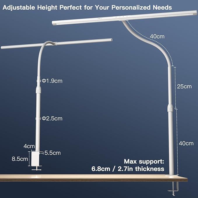 Desk Lamp, 31.5" Desk Light for Home Office, Brightest 24W, Gesture Sensor & Remote Control, Dimmable & Color Temperature, Monitor Light Bar with Telescopic Rod, Height Adjustable