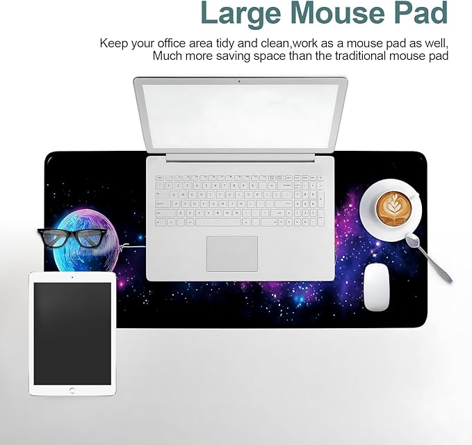 Interstellar Astronaut Extended Gaming Mouse Pad 31.5x11.8inches Large Desk Mat Anti-Slip Rubber Base & Durable Stitched Edges for Gamers Smooth Mouse Writing Surface for Desk Office/Home