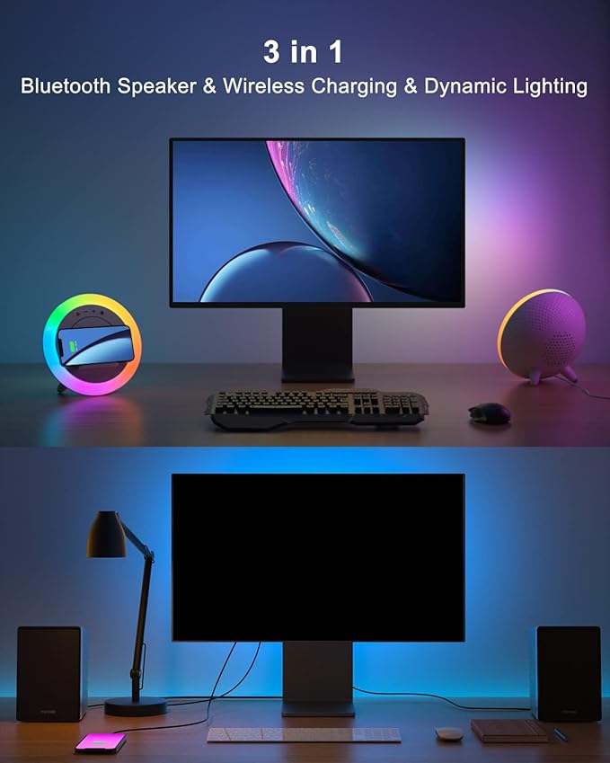 Swarmir Bluetooth Speaker with Lights, Wireless Charging Speaker, Best Birthday Gift Ideas Teenage,Applicable for Bedroom/Teen Girl Gifts(5W Wireless Charging)