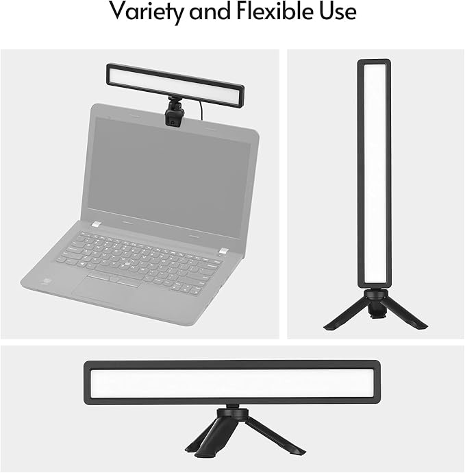 Andoer Computer Laptop Monitor Light Bar Video Conference Light Screen Lamp Fill-in Lamps USB Powered 3 Color Temperature Dimmable with Mini Tripod Screen Clamp for Video Conferences Remote