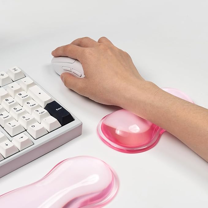 Clear Gel Mouse Wrist Rest, Pink Cute Wrist Rest, Comfort & Support for Typing and Gaming (Pink-Short)