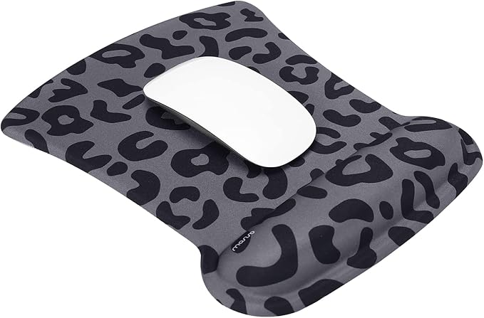 MOSISO Wrist Rest Support for Mouse Pad&Keyboard Set, Leopard Grain Ergonomic Mousepad&Coaster Non-Slip Base Home/Office Easy Typing Cushion with Neoprene Cloth&Raised Memory Foam, Black