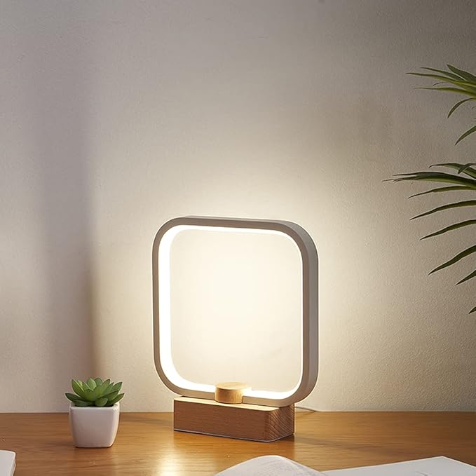 LED Wood Table Lamp, 3-Color Temperature Bedside Lamp,Bedroom Bedside Night Light, Dimmable Led Lighting, Small Table Lamps for Living Room OfficeCreative Home Decor, Unique House warmging Gift