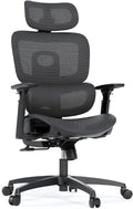 Ergonomic Mesh Office Chair, Adjustable Headrest, 3D Armrests, Lumbar Support, Tilt Lock Function, Breathable High-Back Desk Chair Computer Chair for Home Office Work, Study, Gaming, Black