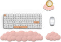 Cloud Keyboard Wrist Rest Mouse Pad Set, PU Leather Memory Foam Wrist Cushion Support, Mouse Wrist Pad, Non-Slip Wrist Support for Home, Office, Light Pink Cloud