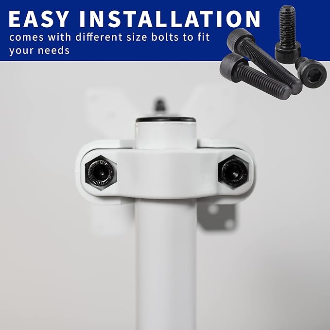 VIVO Steel Universal Bracket Pole Mount with Removable 75mm and 100mm VESA Plate, Fits up to 30 inch Screens, White, MOUNT-POLE01W