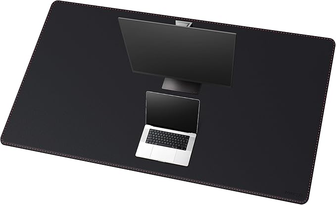 ZORESYN 63.0"x31.5" Leather Desk Pad Protector, Large Mouse Pad, Executive Computer Office Desk Mat, Non-Slip PU Leather Desk Blotter, Waterproof Desk Writing Pad for Office and Home (Black)