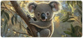 Large Ergonomic Gaming Mouse Pad Baby Koala on Eucalyptus Branch - Adorable Wildlife Theme with Non-Slip Base Water-Resistant Surface and Stitched Edges 40x90cm