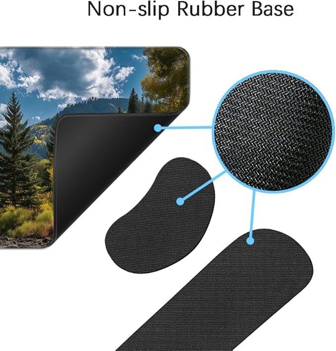 MIBITRI Keyboard Mouse Pad Set, Extended Gaming Mouse Pad+Ergonomics Keyboard Wrist Rest Support, Memory Foam, Easy Typing, 4Pcs XXL Ultra Thick Desk Mat, Nature Forest