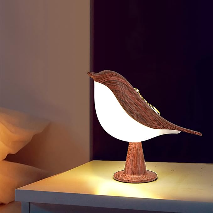 Bedside Touch Control Table Lamp Aroma Lamps Cute Bird Shaped Led Bedside Desk Lamp with USB Charging Port 3 Way Dimmable Creative Night Light Cordless Nightstand Lamp for Bedroom Home(Mahogany)