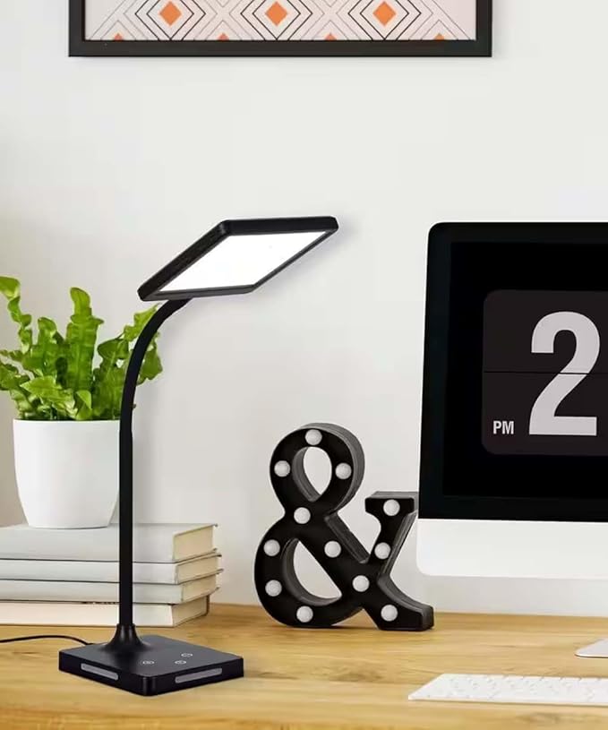 HomeConcept Brilli 21" H Charge Up Circadian LED Desk Lamp (Set of 2), Black Finish with Touch Switch, Night Light on Base